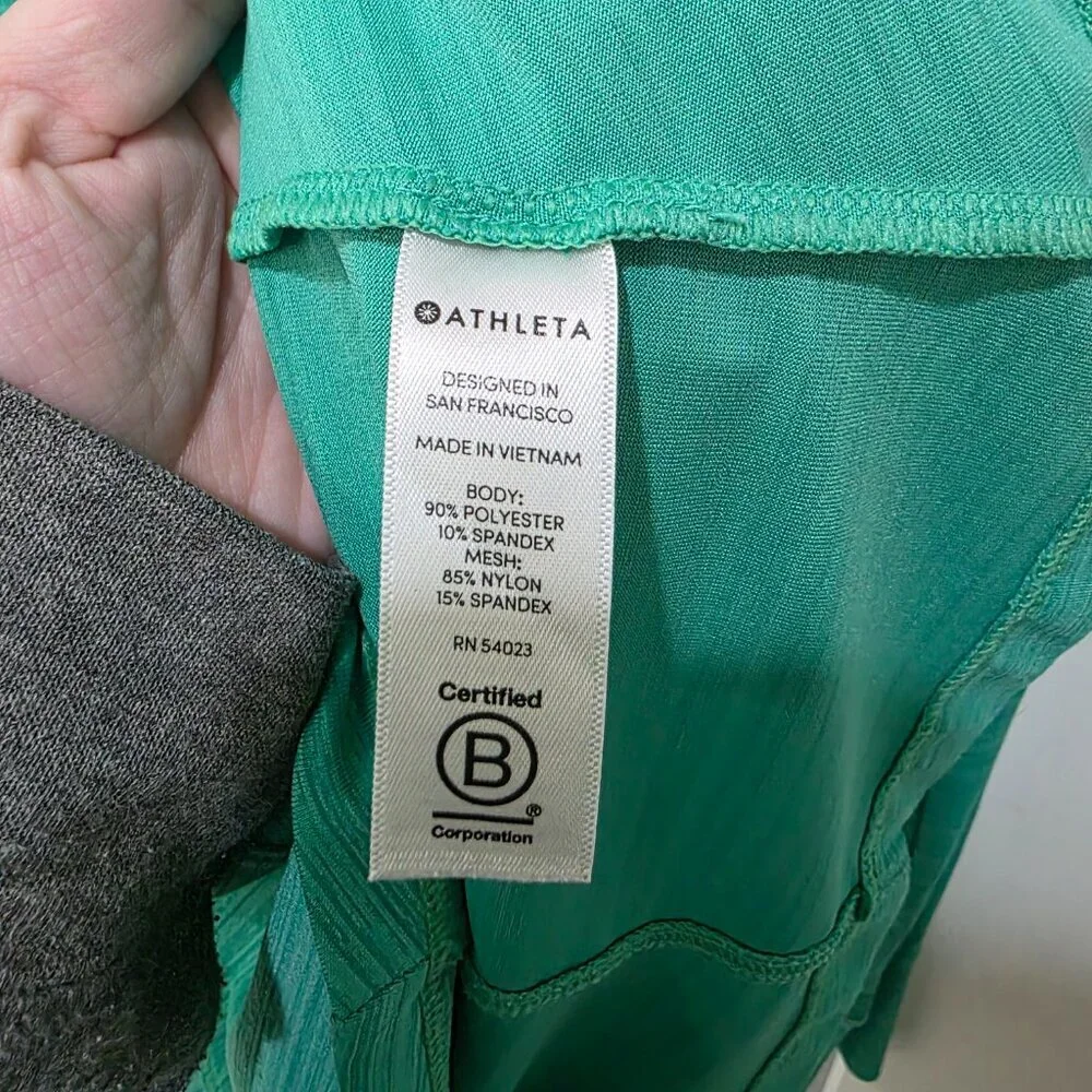 Athleta Ruched Zip Up Jacket Women’s M Green Hooded Long Sleeve Activewear - Picture 8 of 12